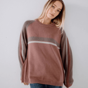 RUSTY White Lines Two Crew Neck Knit