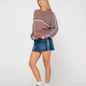 RUSTY White Lines Two Crew Neck Knit - Image 5