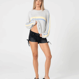 RUSTY White Lines Long Sleeve Crew Neck Knit - Image 6