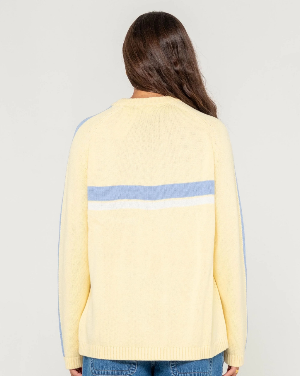 RUSTY White Lines Long Sleeve Crew Neck Knit - Image 7
