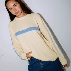 RUSTY White Lines Long Sleeve Crew Neck Knit