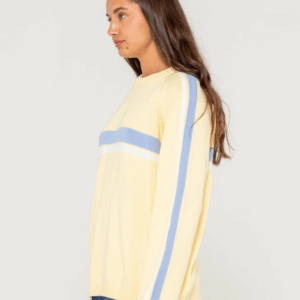 RUSTY White Lines Long Sleeve Crew Neck Knit - Image 12