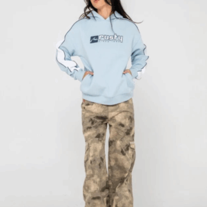 RUSTY Hailstone Oversize Hooded Fleece Retro Blue